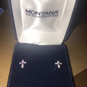 COPY - Montana silversmith dainty CZ CROSS EARRINGS